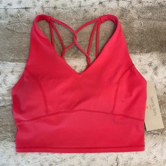 NWT Sweaty Betty Super Soft Strappy Back Workout Crop Top in Glow Pink SIZE US 6 - Picture 4 of 12